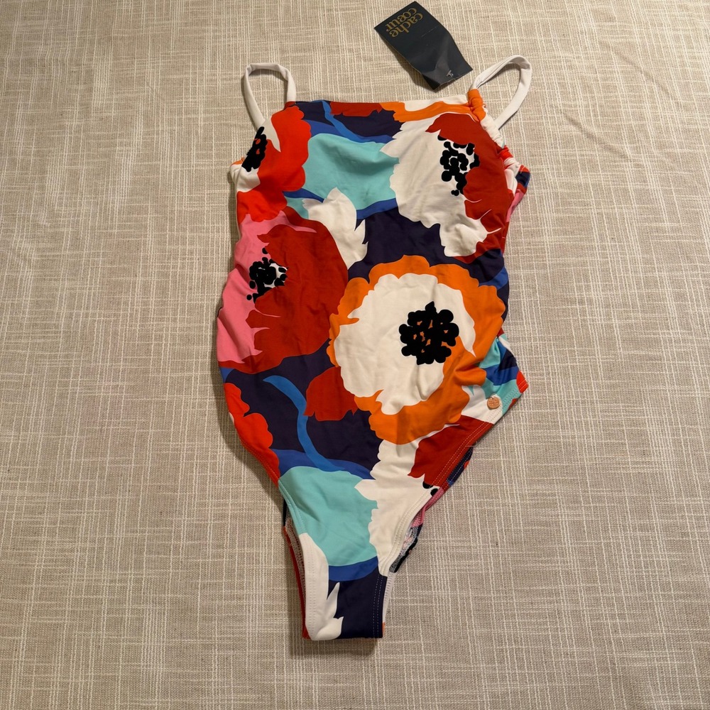 Cache Coeur Poppy Maternity One Piece Swimsuit Floral Multicolor UPF 50+ NWT S